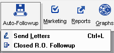 The dropdown list from the Auto-Followup button in the toolbar.