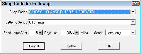 The Shop Code for Followup window