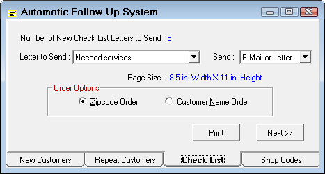 the number of checklist customers on the check list tab.