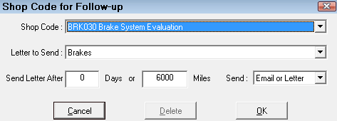 The add shop code for follow up window.