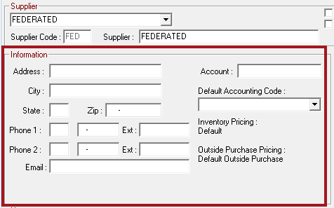 Federated selected as the supplier and the Information section circled.
