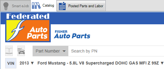 The Federated catalog window with a note telling you where to look for the vehicle information.