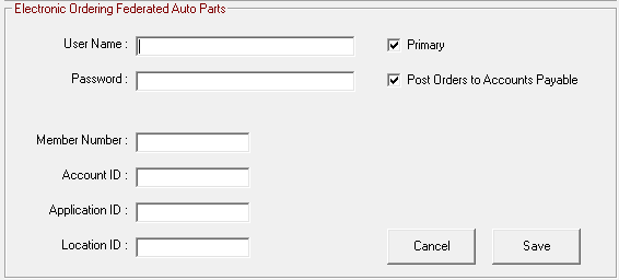 Federated selected on the electronic ordering interface window. 