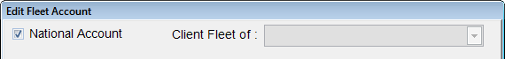 The Edit Fleet Account window with the Client Fleet of dropdown list disabled.