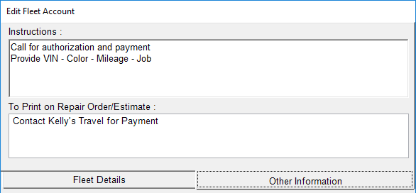 The Other Information tab showing notes typed into both fields.