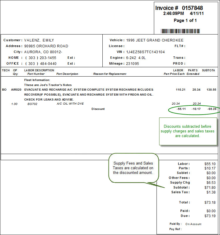 On Invoice Discounts on the Fleet Discounts Report.