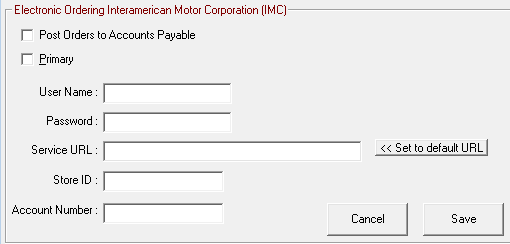 The IMC options on the electronic ordering interface window.