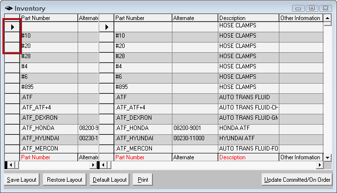The Browse inventory window.