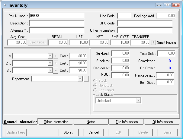 The main inventory window.