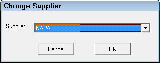 the Change Supplier popup window.