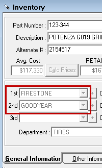The new supplier moved to 2nd on the General Information tab of the part record in Inventory.
