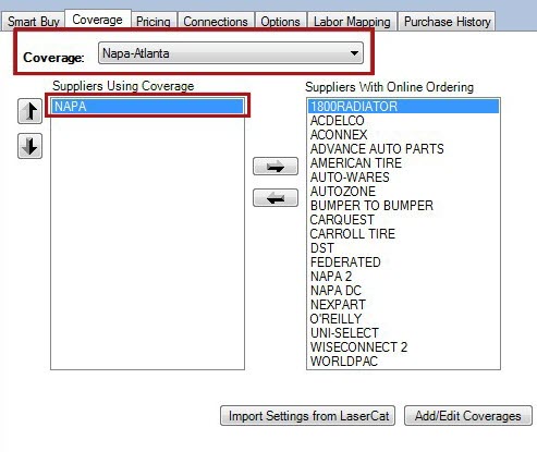 The Napa-City coverage selected on the Coverage tab.