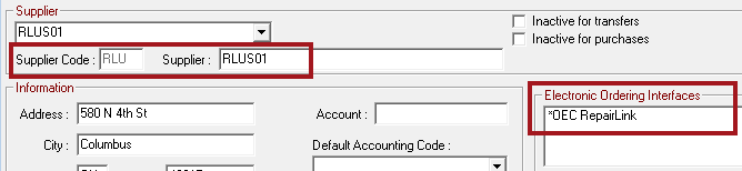 The Suppliers configuration window showing the OEC dealer as an R.O. Writer supplier.