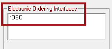 OEC in the Electronic Ordering Interface section on the main Suppliers window.