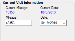 Current Visit Information on the Print Oil Sticker window.