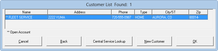 The Customer List with only AR customers found.