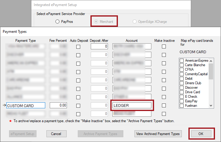 A payment row with the account information circled. 