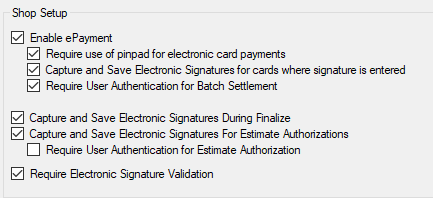 The Shop Setup section.