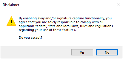 The disclaimer message that only the shop owner should click Yes on.