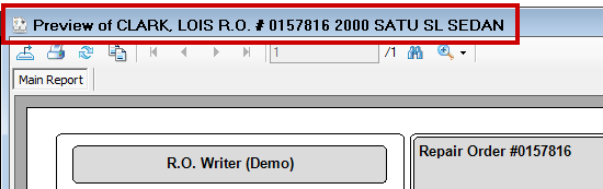 The Print Preview title bar showing the ticket information.