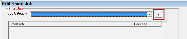 The Edit Smart Job window with no category selected and the plus button circled.