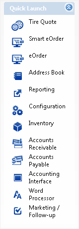 The modules in the quick launch.