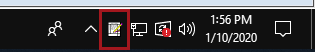 The RO Tray button in the taskbar.