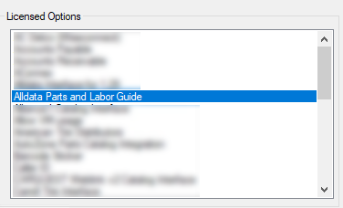 Alldata in the Licensed Options section.