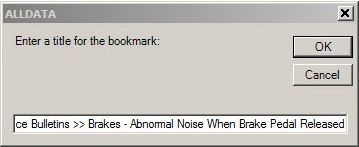 The pop up window showing the assigned bookmark name.