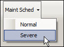 The Maint Sched menu dropdown list showing Normal and Severe.