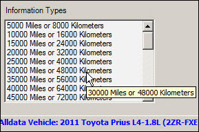 The maintenance schedules for the vehicle in the Information types section. 