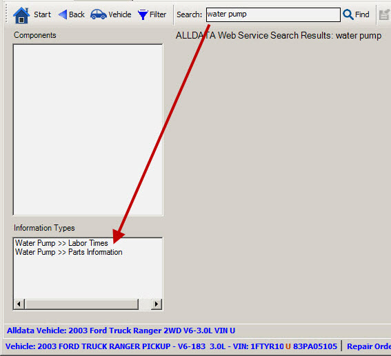 Information Types displaying as a result of a keyword search.