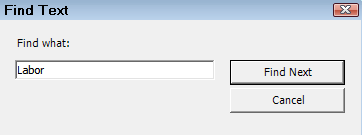 The Find Text window.