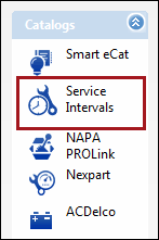 New Service Interval Entry in the Catalog Section of the Quick Launch in R.O. Writer 2.3