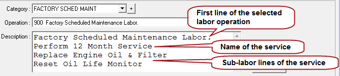 The Description box of the Editing Labor window.