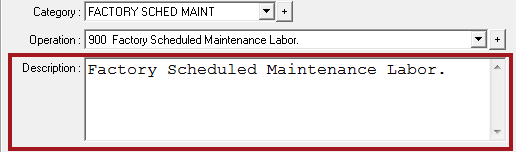 The name of the labor in the Description box on the editing labor window.