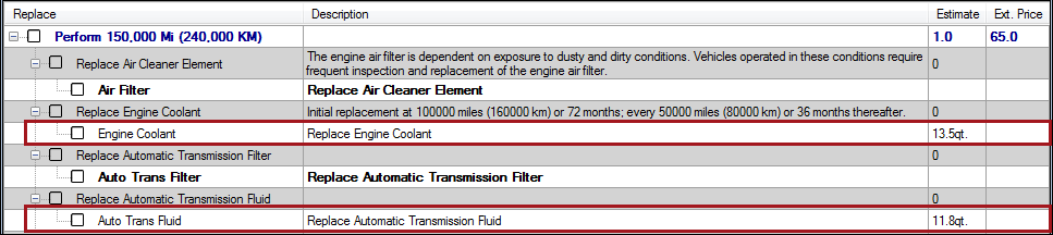 Services with the non-catalog parts circled.