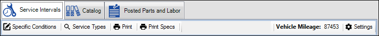 The Service Intervals toolbar.