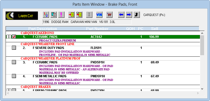 The Labor Item window from Epicor with a labor item selected.