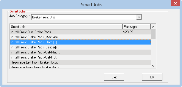 The Smart Job window with a smart job selected.