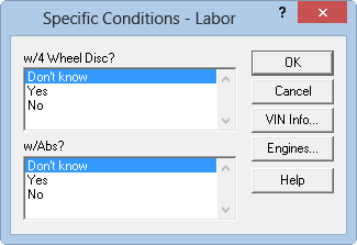 The Specific Conditions window.