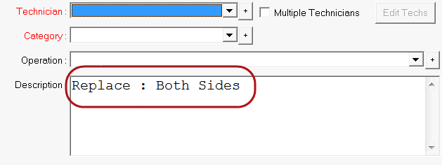 Alldata description on the Editing Labor window.