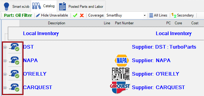 Search results with the phone icon circled.
