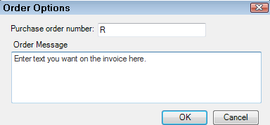 The Order Options window 