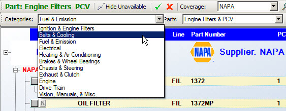 the Categories dropdown list expanded.
