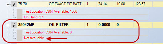 An active part on the parts tab that is not available at one of the locations.