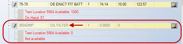 A part disabled on the parts tab because it is not available.