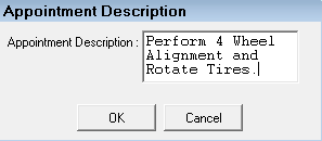 The Appointment Description window with a description entered.