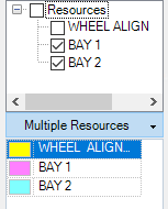The resource selected boxes.