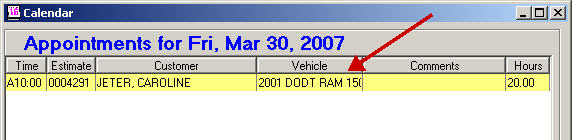 The new appointment appears on the daily list of appointment for that day.